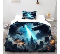 Rey Kong Vs Godzilla Funda Nórdica Algodon 2 Piezas 3D Impresa Impresión Linda con Funda Almohada Single(135x200cm) Microfibra Ropa De Cama para Niñosy Hombres