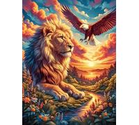 Rey León en un Resplandor mágico Puzzle 300 Piezas Cartón Resistente para Niños Mayores 14 Años Vida Silvestre y Mascotas Decoración Salón para Colgar En Pared Decoración Artística Regalo Pensado 300