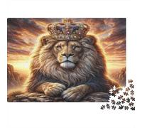 Rey León Real Rompecabezas 1000 Piezas Majestic Rey León Real Portrait Estéticos Y Desafiantes Entretenimiento Creativo Juguete Desafío Y Juego Educativo Regalos para Adultos Y Niños Mayores 52x38