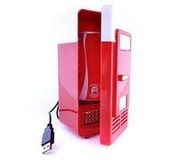 REY Mini Nevera USB Refrigerador Calentador Pequeño Frigorífico para Lata Color Rojo/Blanco