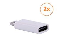 REY - Pack 2 Unidades Adaptador Conversor Carga Datos USB 3.1 Tipo C Hembra a Micro USB Macho Blanco