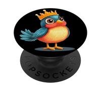 Rey pájaro con corona para una mirada ingeniosa y amantes de los pájaros PopSockets PopGrip Adhesivo