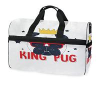 Rey Perro Pug Dibujos Animados Bolsa de Gimnasia de Natación Deportiva con Compartimento para Zapatos Bolsas de Lona Cruzadas Bolso para Viajes Mujeres Niñas
