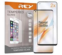 REY Protector de Pantalla 3D para ONEPLUS 8 Pro - One Plus 8 Pro, Negro, Protección Completa, 3D / 4D / 5D (Pack 2X)