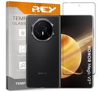 REY Protector de Pantalla Curvo para Honor Magic V3, Negro, Cristal Vidrio Templado Premium, 3D / 4D / 5D, Anti Roturas