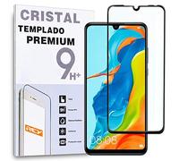 REY Protector de Pantalla Curvo para Huawei P30 Lite - Huawei P30 Lite New Edition, Negro, Cristal Vidrio Templado Premium, 3D / 4D / 5D