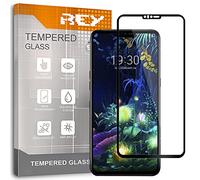 REY Protector de Pantalla Curvo para LG V50 THINQ, Negro, Cristal Vidrio Templado Premium, 3D / 4D / 5D