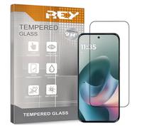 REY Protector de Pantalla Curvo para Motorola Moto G67 - G77 - G87, Negro, Cristal Vidrio Templado Premium, 3D / 4D / 5D, Anti Roturas