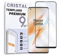 REY Protector de Pantalla Curvo para ONEPLUS 8 Pro - One Plus 8 Pro, Negro, Cristal Vidrio Templado Premium, 3D / 4D / 5D