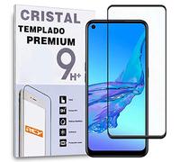 REY Protector de Pantalla Curvo para OPPO A53 - OPPO A53S, Negro, Cristal Vidrio Templado Premium, 3D / 4D / 5D, Anti Roturas
