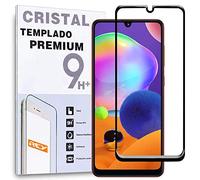 REY Protector de Pantalla Curvo para Samsung Galaxy A31, Negro, Cristal Vidrio Templado Premium, 3D / 4D / 5D