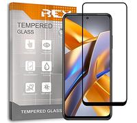 REY Protector de Pantalla Curvo para XIAOMI Poco M5S, Negro, Cristal Vidrio Templado Premium, 3D / 4D / 5D, Anti Roturas
