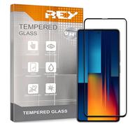 REY Protector de Pantalla Curvo para XIAOMI Poco M6 Pro 4G, Negro, Cristal Vidrio Templado Premium, 3D / 4D / 5D, Anti Roturas