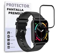 REY Protector de Pantalla Curvo para ZTE Watch Live, Negro, 3D / 4D / 5D, Anti Roturas