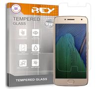 REY Protector de Pantalla para Motorola Moto G5 Plus, Cristal con Doble Protección UV, Vidrio Templado Premium 9H+