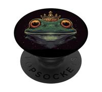 Rey rana con corona para un toque humorístico en Kingdom PopSockets PopGrip Adhesivo