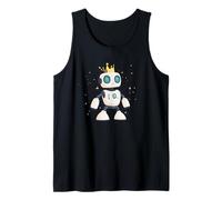 Rey robot blanco con circuitos y comedia Camiseta sin Mangas