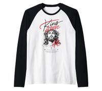 Rey sobre Todo Jesucristo Filipenses 2:9-11 Versículo de la Biblia Camiseta Manga Raglan