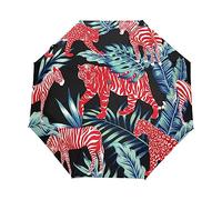 Rey Tigre Zebra Animales Bestias De La Selva Paraguas Plegable Automático Paraguas de Viaje Mujer Niño Niña Protección UV Resistencia Viento Impermeable