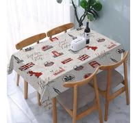 reyawdf Rectángular Mantel Antimanchas Tamaño 137x183cmLa Famosa Cabina telefónica Big Ben London,Retro UK.Red Black Durabilidad y Fácil Limpieza para tu Mesa - Mantel Hule Antimanchas e Impermeable
