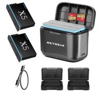 REYGEAK Batería de litio recargable para Insta-360 X5, 2 baterías de 2800 mAh de alto rendimiento con cargador para insta-360 X5 (cargador + 2 baterías)