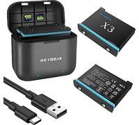 REYGEAK - Paquete de 2 baterías de repuesto Insta 360 X3 de 1800 mAh y USB LED para cargador de batería rápido, accesorios de repuesto para Insta 360 X3 (2 baterias + caja de carga)
