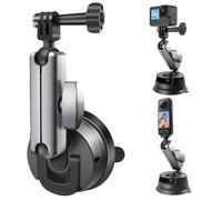 REYGEAK Soporte de ventosa de aleación de aluminio para teléfono móvil - para GoPro Hero 11/10/9, rotación de 360° resistente con soporte de teléfono y rosca de 1/4, Insta360,DJI Action 3(Estilo pomo)