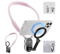 REYGEAK Soporte magnético para teléfono Celular, Collar de grabación POV/Vlog, cordón para Selfie, Soporte para teléfono para iPhone 15, 14, 13, 12 Pro Mini/Plus/Pro/Pro MAX y Samsung Android (Rosa)