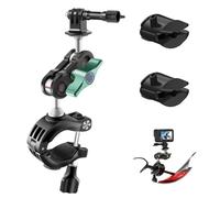 REYGEAK Soporte para manillar de bicicleta, abrazadera para tubo de motocicleta, compatible con cámaras GoPro Hero 12/Hero 11/10 Insta360 X3 DJI Osmo Action Cameras - Giratorio 360° (modelo aluminio)