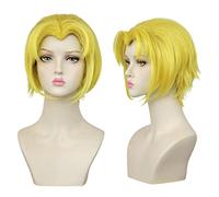 REYHS Anime Wig Acrobat Mike Morton Cosplay Wig for Identity V, peluca amarilla corta, disfraz de Halloween, para Halloween, fiesta de disfraces, espectáculo de anime, evento de cosplay, conciertos