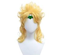 REYHS Peluca de anime Cosplay de JoJo, bizarre Adventure Dio Brando Wig, dorada larga, con gorro libre, para Navidad, Carnival Fiesta, Halloween, Cosplay Wig