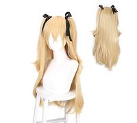 REYHS Peluca de anime Fischl para cosplay, peluca dorada clara, peluca de disfraz de Halloween, para Halloween, fiesta de disfraces, espectáculo de anime, evento de cosplay, conciertos, uso diario y