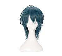 REYHS - Peluca de anime para hombre, peluca de cosplay Byleth para disfraz de tres casas, peluca corta azul, peluca de disfraz de Halloween, fiesta de disfraces, espectáculo de anime, evento de