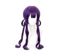 REYHS - Peluca de pelo sintético de anime Kwai Akane Aoi, color morado, disfraz de Jibaku Shounen, para mujer, con encuadernación, Hanako-kun