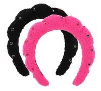 REYIN-CHHN Diadema de maquillaje negra y rosa intenso, diadema de spa para lavar la cara, esponja para lavar la cara, diadema para el cuidado de la piel, diadema hinchada para el cuidado de la piel