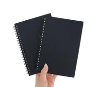 REYIN-CHHN Paquete de 2 cuadernos en espiral en blanco, 19,1 x 13 cm, papel grueso de 100 g/m², tapa suave, 70 hojas (140 páginas), cuaderno de dibujo negro sin forro para bocetos, escritura, clase de