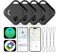 Reyke Rastreador Bluetooth, etiqueta inteligente de sistema dual compatible con Android Google Find Hub o iOS Apple Find My APP, buscador de llaves para llaves, equipaje, maleta, cartera, color negro