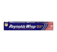 Reynolds Rollo de papel de aluminio resistente, lámina gruesa y resistente para mayor resistencia y durabilidad, pestaña segura de fácil apertura y cierre, 12 pulgadas de ancho, 50 pies cuadrados.