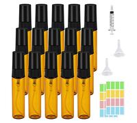 Reyshin 15 atomizadores de perfume de vidrio, recargables, portátiles, mini botellas de atomizador vacías, reutilizables, botellas de vidrio de fragancia de viaje para aceites esenciales para el