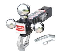 REYSUN Enganche de Remolque de Tres Bolas con Gancho, Gancho de Remolque táctico, se Adapta a Receptor de Enganche de 2 Pulgadas, Seguro con pestillo de autobloqueo, Bola cromada