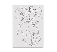 REYTOL Hombre beso gay lienzo pintura minimalista línea pared arte gay hogar regalo nórdico estilo lienzo pintura moderna vida habitación dormitorio Decoracion gay Cuadros（no marco）