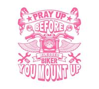 Reza antes de que te montes, bendito motociclista. Calcomanías de pared de vinilo 41x48.2cm Fácil instalación Rosa