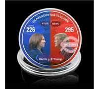 REZAJDUIE Moneda Conmemorativa bañada en Oro y Plata Donald Trump 2025 Victoria Electoral del 45.° al 47.° Presidente de EE. UU. Objetos de colección Arte de Recuerdo