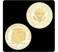 REZAJDUIE Moneda Conmemorativa de Donald Trump Moneda de Oro Moneda Coleccionable bañada en Oro Segundo mandato Presidencial Moneda Conmemorativa de 2025-2029