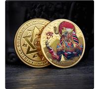 REZAJDUIE Moneda Conmemorativa Dios Sol Egipcio Pintado Monedas Coleccionables Pirámides de Egipto Moneda Chapada en Oro Medalla Decoración Artesanía Colección de Arte Regalo