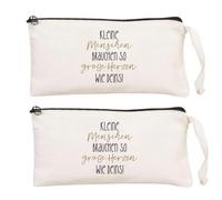 RF&CM 2 Stück Etui Erzieherin Kleine Menschen brauchen so große Herzen wie deins für Lehrerin Etui mit Spruch,Abschlußgeschenk,Baumwollfedermäppchen,Abschiesgeschenk