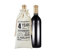 RF&CM Bolsas de vino de aniversario de 4 años, regalo para él, romántico 4º aniversario para hacer que se enamore de ti de nuevo, bolsas de vino únicas y bonitas regalo para celebrar el cuarto