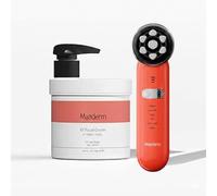 RF Tratamiento Facial Antiedad y Reafirmante MASDERM - Masajeador Eléctrico 7 en 1 con Radiofrecuencia y LED + Crema Facial 500 ml con Ácido Hialurónico y Colágeno para Efecto Lifting en Cara y Cuello