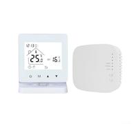 RF433 Termostato de calefacción de suelo inalámbrico montado en la pared Panel de control de temperatura ajustable 5-95 ° C Bloqueo de seguridad para niños Modos automáticos manuales ABS blanco