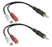 RFAdapter Cable estéreo de 3,5 mm a mono dual, paquete de 2 unidades de 6 pulgadas TRS macho a 2 TS mono hembra, conector chapado en oro, cable divisor de audio en Y para auriculares, altavoz